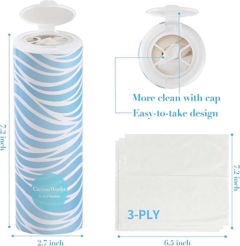 CarsonWorks Car Tissues Cylinder 4 Packs Round Tissue Box Holder Fit for Car Cup Holder, Home Small Tissue Dispenser with Facial Tissues for Car Bathroom Office Travel - Image 2